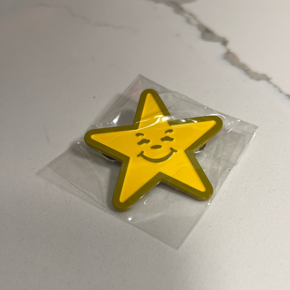 Yellow and Green Asspizza Metal Star Pin